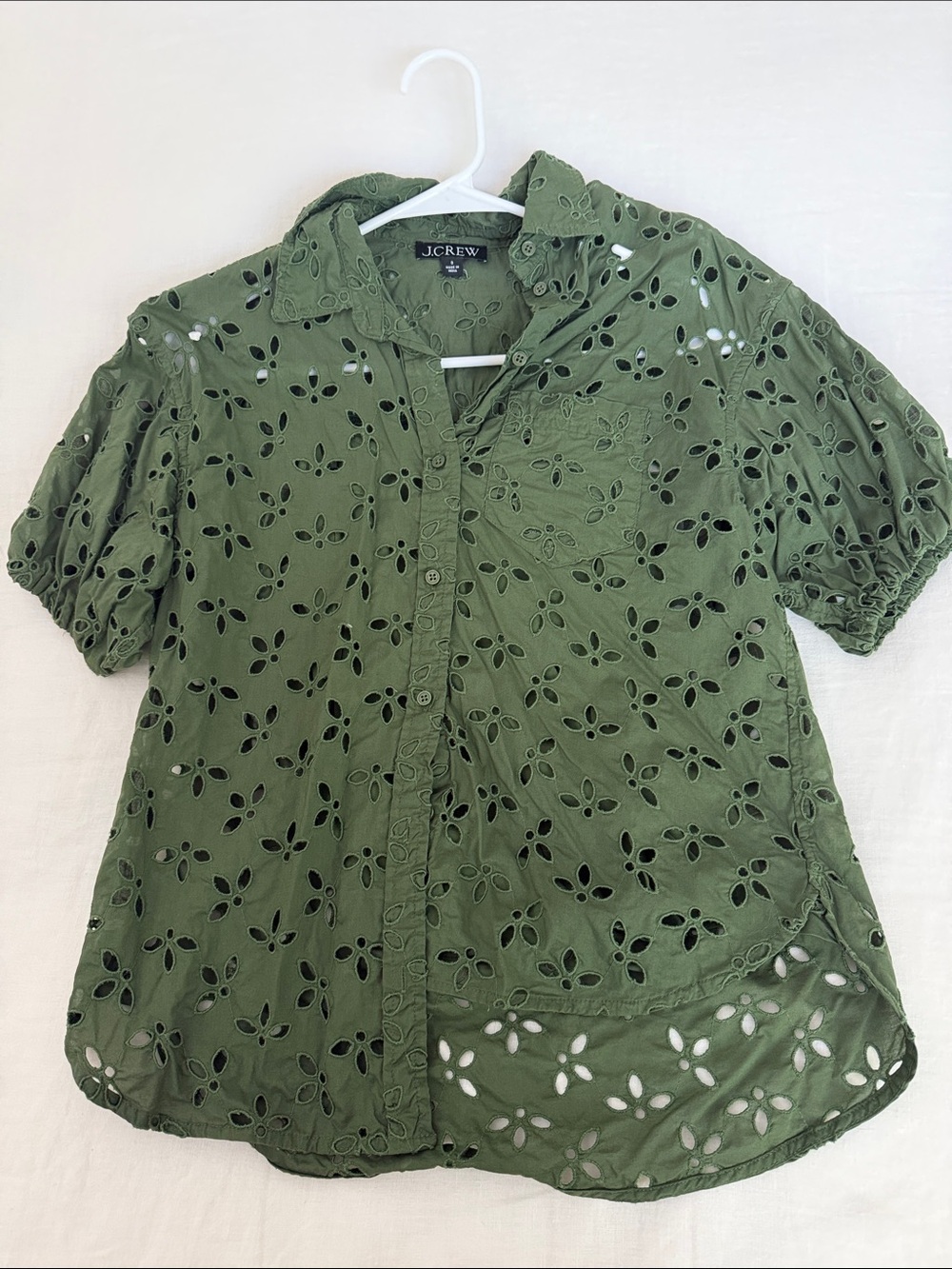 Olive Green Eyelet Shirt